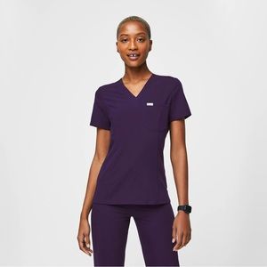 Figs Catarina Slim Scrub Top in Purple Jam